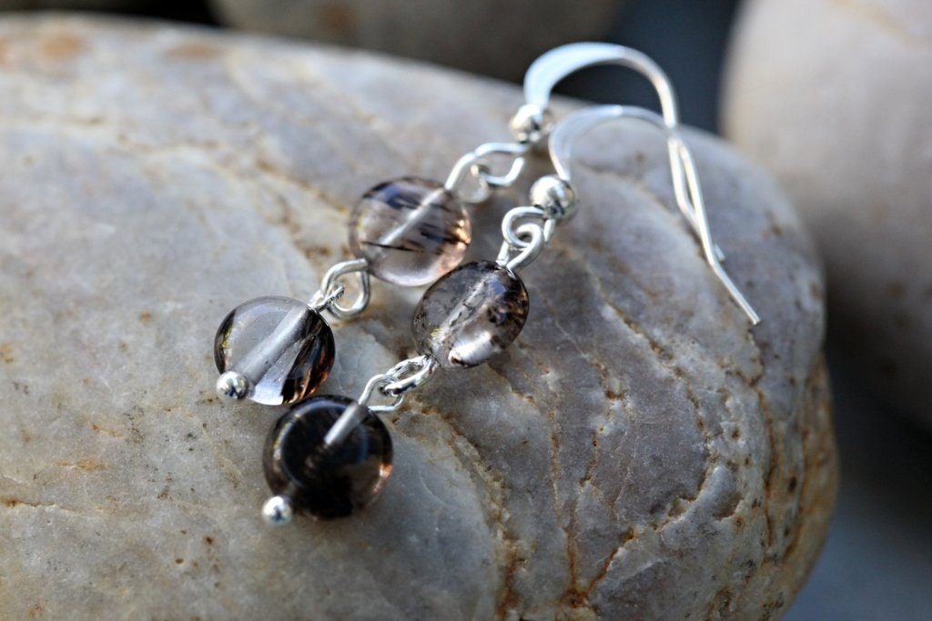 Smoke and Mirrors - Rutile Quartz Earrings