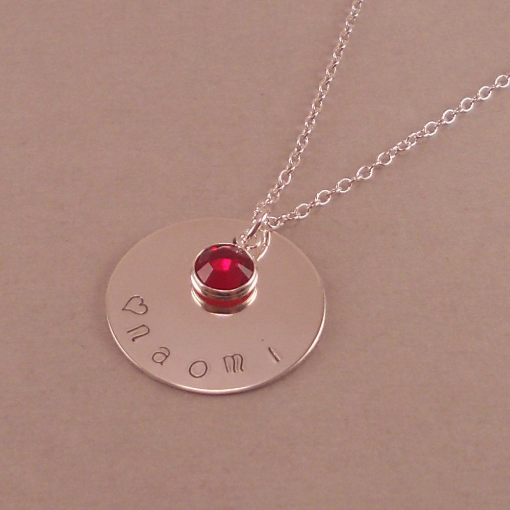 Hand Stamped Name Necklace, little girls gifts, round disc, personalized necklaces, birthday gift, niece, daugher, tag, childrens jewelry