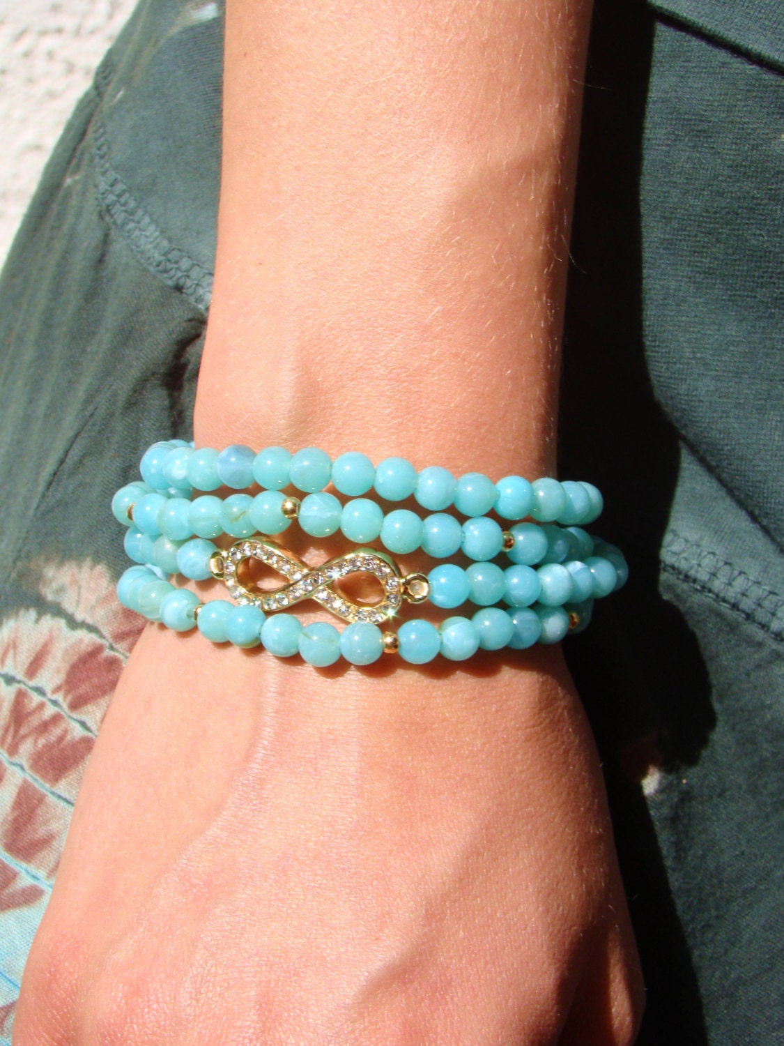 Turquoise Infinity Bracelets Gold, Turquoise Stacking Bracelets, Friendship Bracelets, bff bracelets
