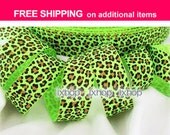 5 Yards 7/8 22mm Leopard Animal Grosgrain Ribbon .7100/98 .....  ..... FREE SHIPPING on additional items