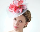 Cornflower Blue Headpiece Bright Blue Fascinator Hatinator Statement Light Weight Hat Hair Accessory Pink Flowers Wedding Ella Gajewska