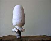 Wooden Finial Architectural Salvage Chippy White Paint Vintage Cottage Farmhouse Rustic Primitive Furniture Fence Post Topper