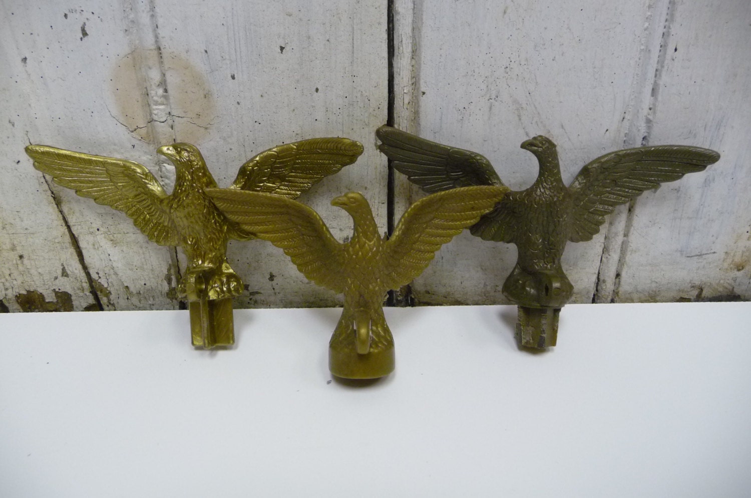 Three Vintage Eagle flag pole Topper Decorative top American bird Finial