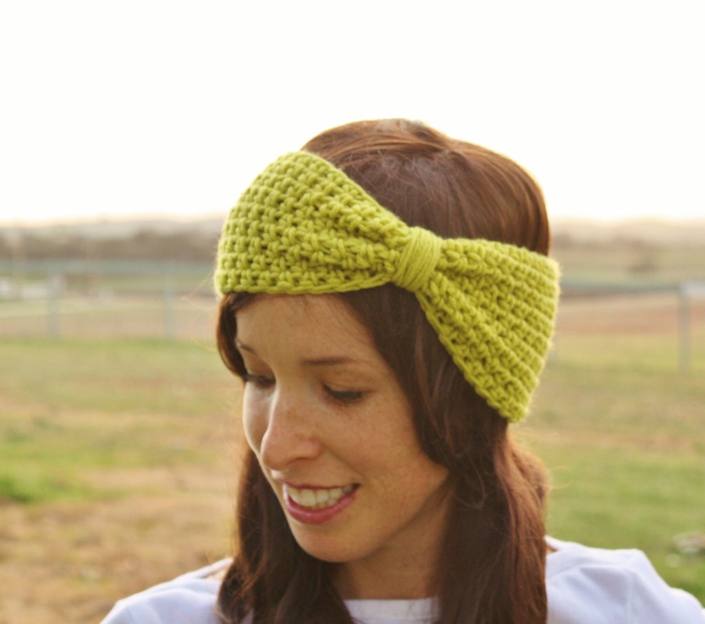 Lime Green Winter Crochet Headband