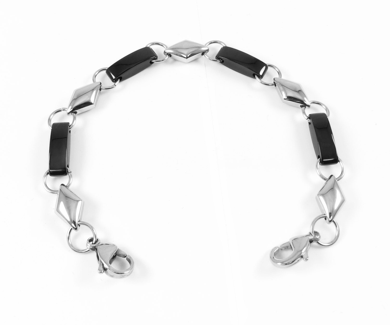 Steel Beaded Medical ID Bracelet Strand, Black & Silver, Interchangeable - BS7