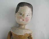Grodner Tal, Antique wooden peg doll, Victorian carved AMERICAN FOLK ART Penny Doll