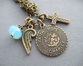 Charm Necklace - Faith Hope Charity - Inspirational Jewelry - Hope Necklace - Hope Jewelry - Faith Necklace - Cross Necklace - Spiritual