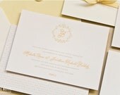 Soft and Elegant Floral Monogram Invitations in Moss and Coral - Vine Knot Invitation Sample Set