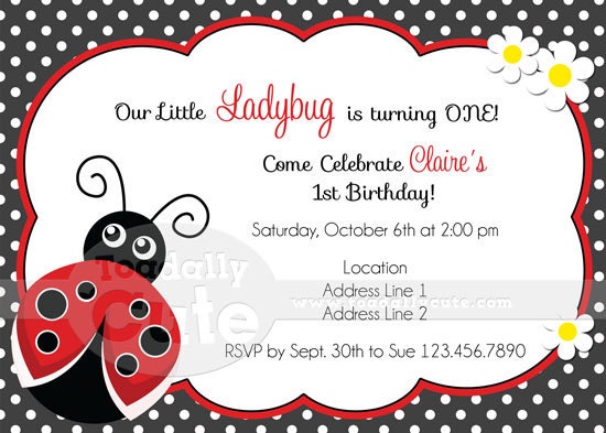 NEW - Ladybug, Invitations, personalized set of 12 Il_570xn