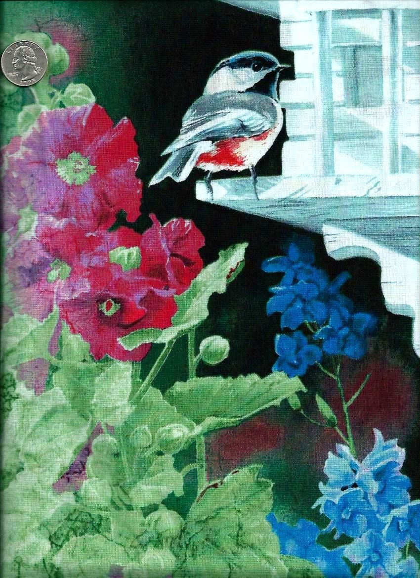 Quilt Fabric Panel Heavens Breath Bird Fabric Wall Hanging Bluebird