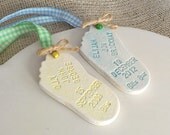 Personalised New Baby Foot Decoration with Coloured Bell