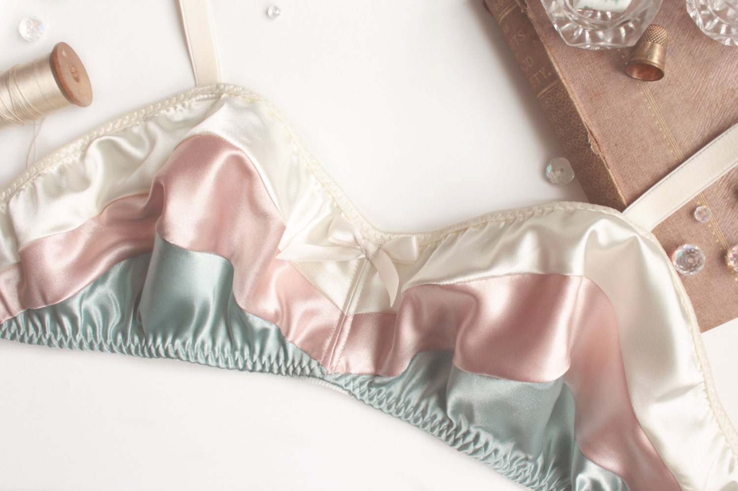 Satin 'Selene' Panties in Vanilla, Blush Pink, Seafoam Mint Satin Handmade to Order