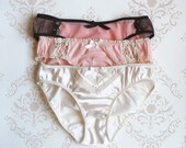 Gatsby Handmade Panties Set in Peach Ivory and Black Sequins and Lace Made to Order