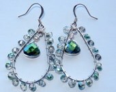 Light Green Swarovski Wire Wrapped Earrings