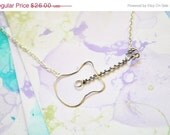 Memorial Day Weekend Sale Silver Guitar Necklace