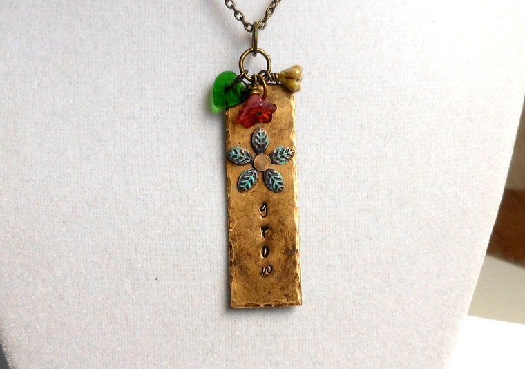 Grow-Hand stamped Necklace-Stamped Jewelry