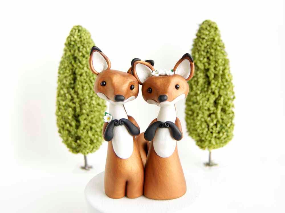 Red Fox Wedding Cake Topper by Bonjour Poupette