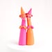 Gemini Birthday Cake Topper - Neon Pink and Orange Ferret Twins by Bonjour Poupette