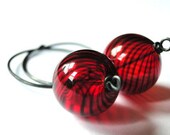 STORE SALE Dangle Earrings, Glass Globe Earrings, Chic, Modern, Sterling Silver