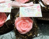 Set of 10 Shabby Chic Rose Soap Favors Bridal Shower Wedding Bachelorette Party Favors