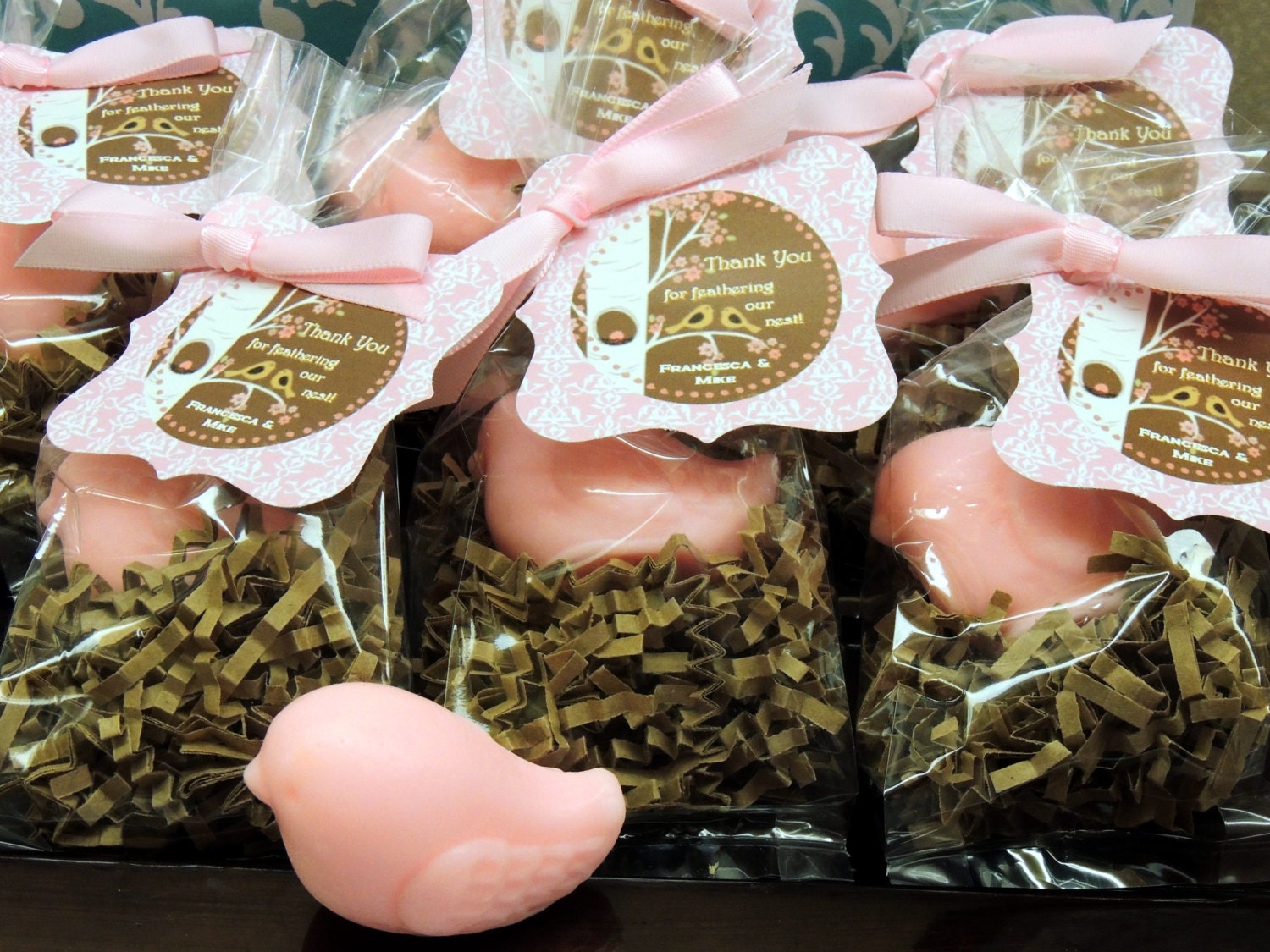 Set of 10 Tweet Bird Soap Party Favors  Baby Shower Bridal Shower Birthday Wedding Custom Party Favors Includes Customized Tags