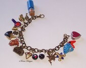 Legend of Zelda OoT Charm Bracelet Antique Gold Tone Handmade Custom OOAK one of a kind by TorresDesigns