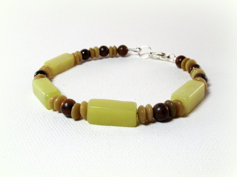 Men's Olive Jade and Brown Tiger's Eye Bracelet