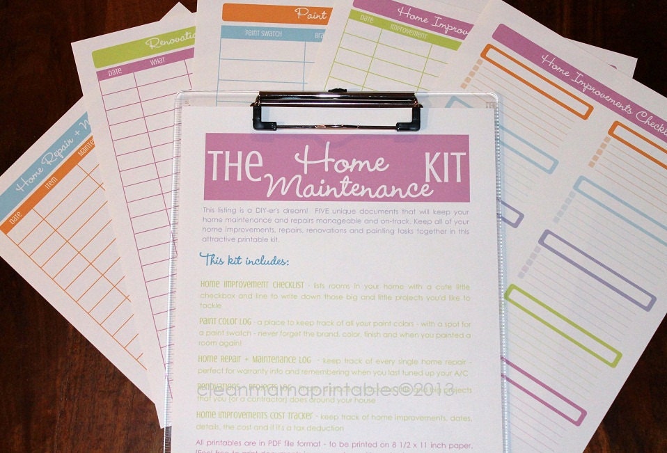 The Home MAINTENANCE Kit - 5 documents - INSTANT DOWNLOAD