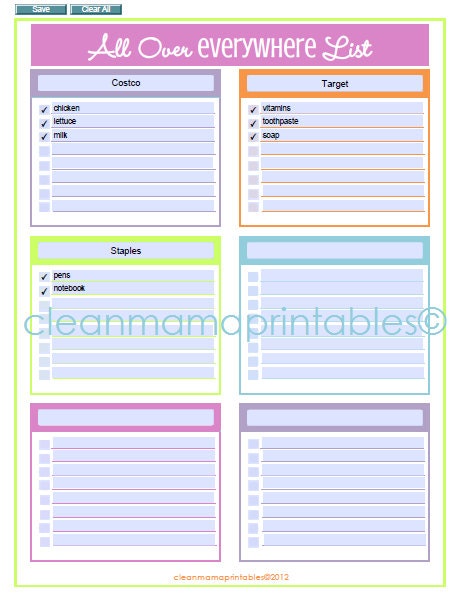 EDITABLE All Over Everywhere List - brights - INSTANT DOWNLOAD