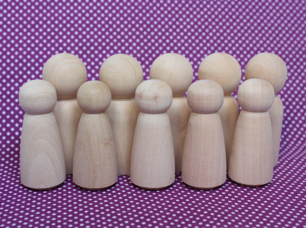 Set of Five (5) Unpainted Wood Doll Couples- DIY Wedding Cake Bride and Groom Toppers