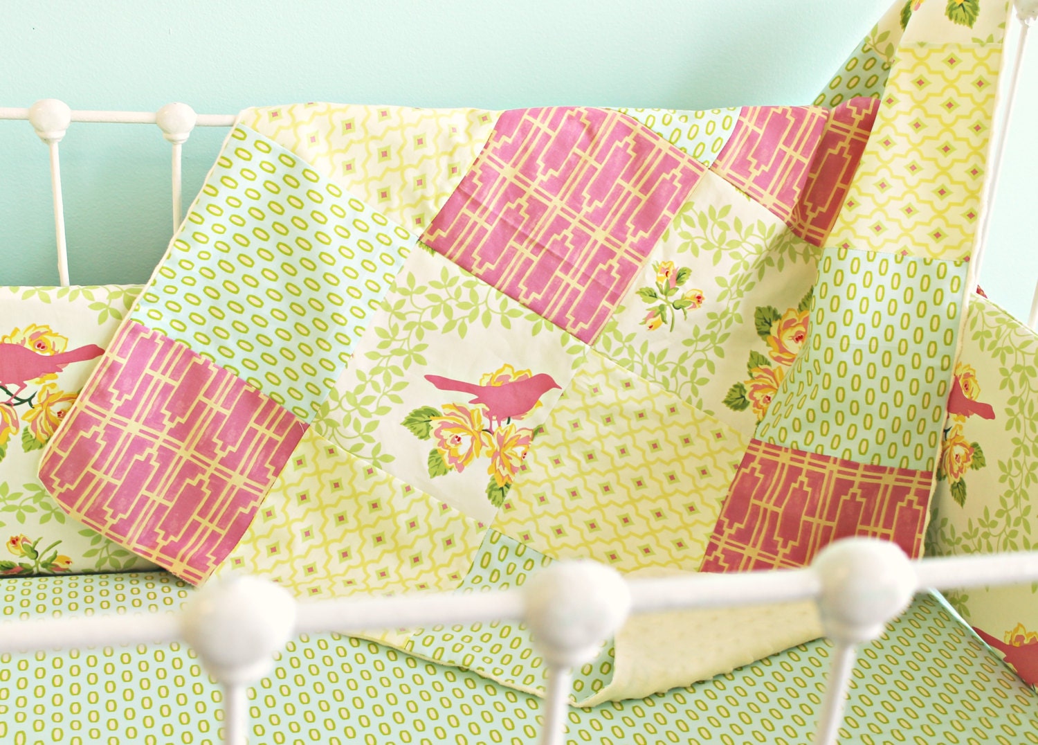 Pink Sweet Birdie Ruffle bedding