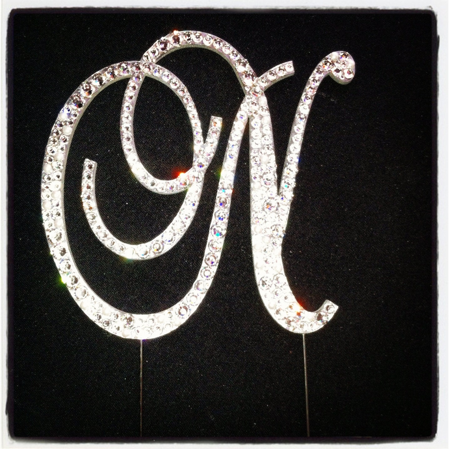 Letter N Swarovski cake topper