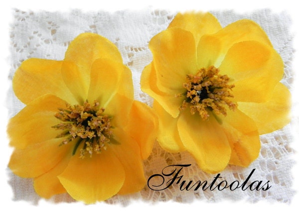 Julia - 2 1/2 inch Silk Flower Yellow Set of 2