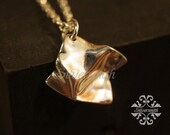 Crease Square 925 Silver Pendant with Leather Cord