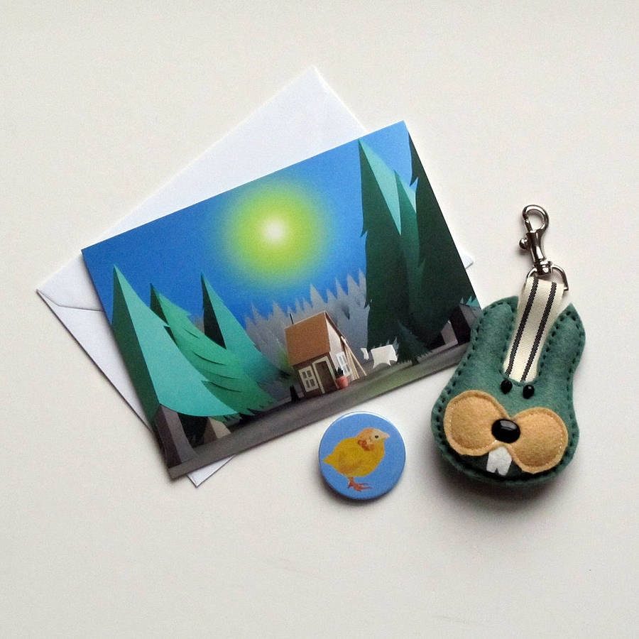 Fun Handmade gifts Easter Card, Bunny Keyring And Badge