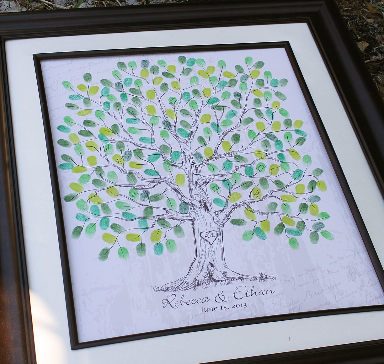 Personalized Wedding Gift Hand drawn Wedding Guest book Thumb Tree Fingerprint Tree Guest book alternative sketched wedding tree 100-220