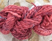 Handspun Pink Mix Yarn  Double Ply Wool Super Bulky Yarn Y121