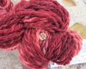 Handspun Pink Art Yarn Buttons spun in  Double Ply Wool Super Bulky Yarn Y117