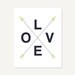 Typographic Print Artwork - Love w Crossed Arrows - black green grey - digital print giclee home decor poster - 8x10 by ColorBee