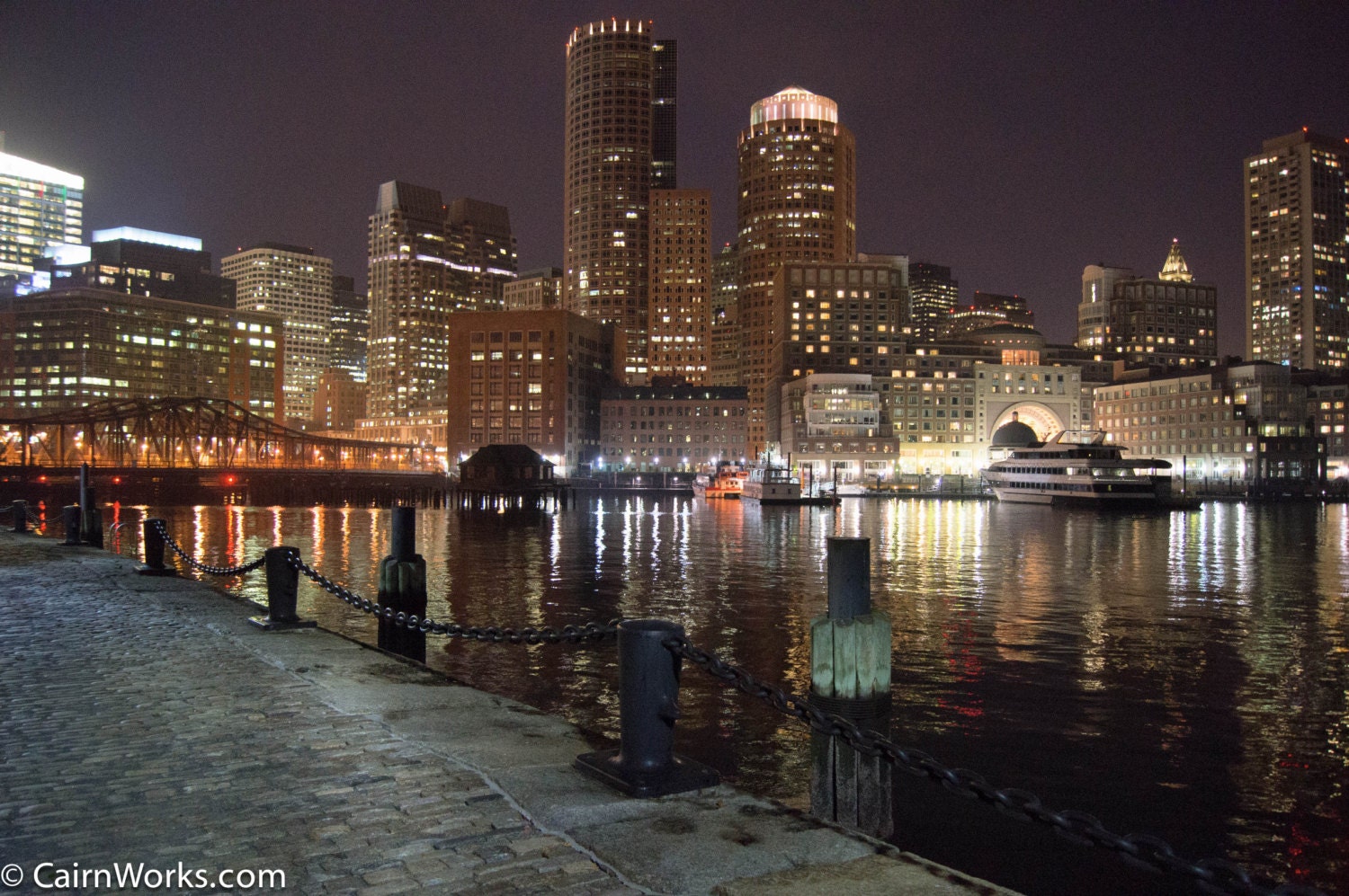 Boston skyline at night