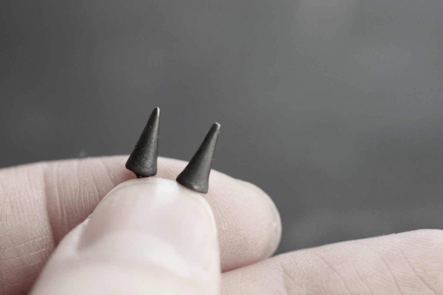 Black Sterling Silver Spike Studs - Oxidized - Earrings