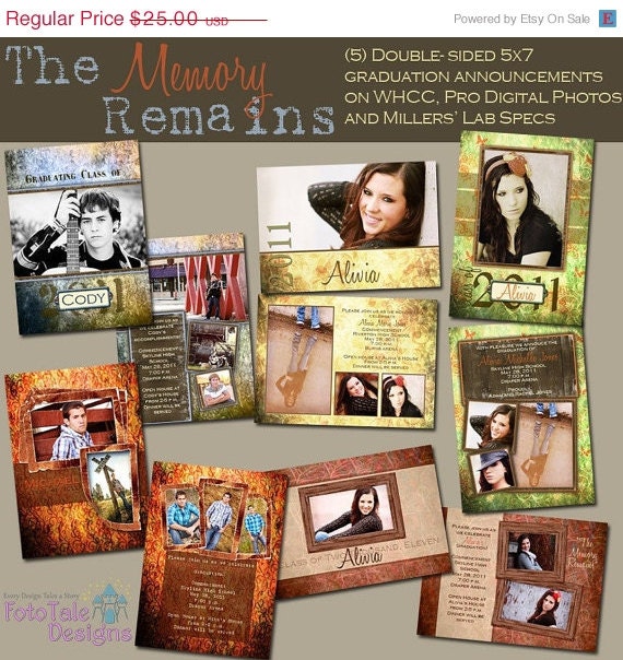 SALE The Memory Remains Senior Graduation Announcement Collection- custom photo templates for phot