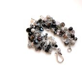 gothic bracelet / black and grey beaded fringe bracelet / steampunk labradorite wire wrapped UniqueNecks girls gift / gemstone beads