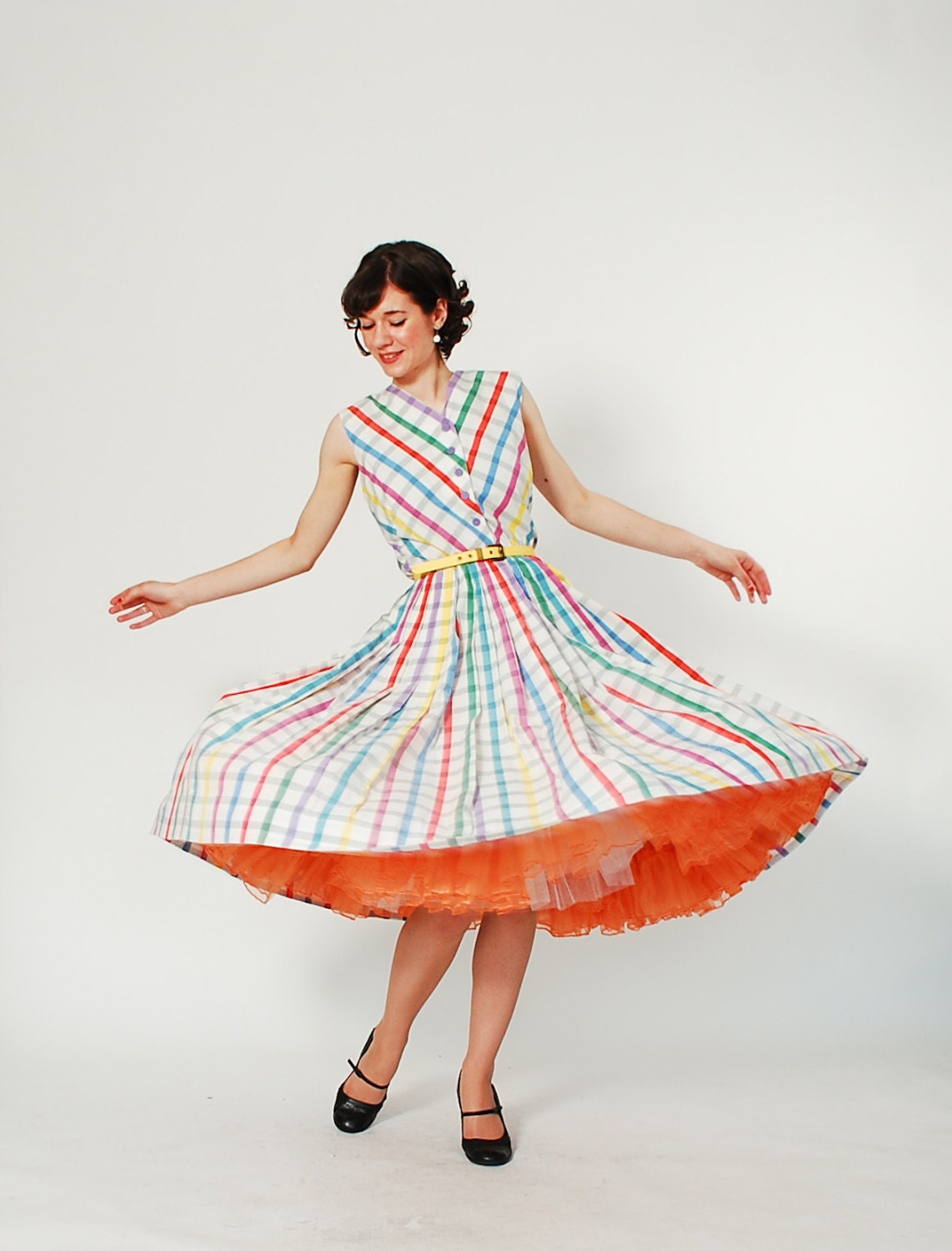 50s Dress - 1950s Dress - Candy Stripe Plaid