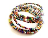 Tribal, African seed bead cuff bracelets-   layering bracelets, bracelet sets