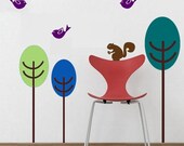 SALE 10% OFF Trees  Birds Squirrel   WALL Decal