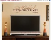 SALE 10% OFF Wall Decal Personalized Monogram Family Established Vinyl Wall Art