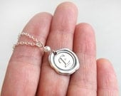 on Vacation / Initial Personalized Necklace, Monogrammed Jewelry, Stamped Alphabet Necklace, Wax Seal Pendant with Pearl, Bridesmaid Gift