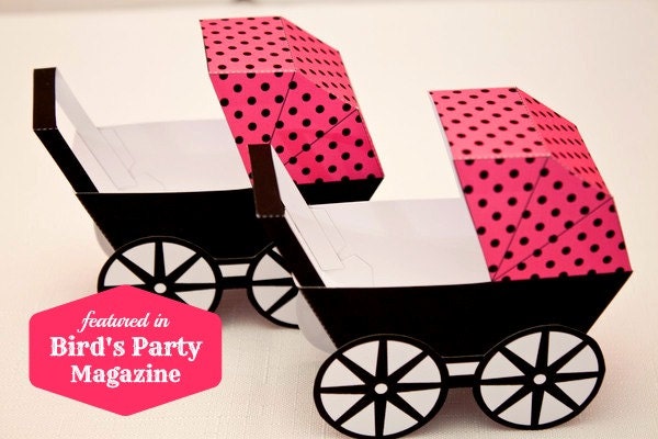 Modern Baby Carriage Favor Box - DIY Printable PDF