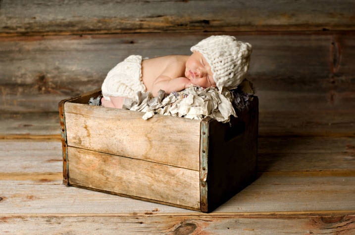 Pure and Natural Classic Beanie & Diaper Cover Set Hand Knit from Handspun  Yarn Size Newborn Ready to Ship